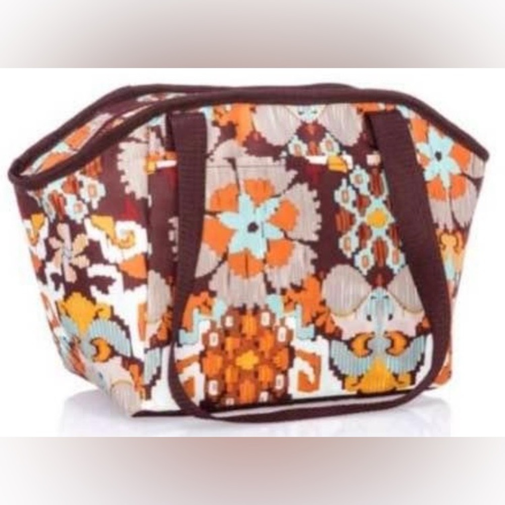 Thirty-One Brown and Orange Floral insulated lunch bag
